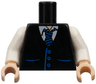 Torso Vest with Pockets and Buttons over White Shirt, Tie with Blue Stripes, Light Nougat Neck Pattern / White Arms / Light Nougat Hands