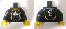 Torso Soccer Uniform Black Shirt with White Adidas Logo, Yellow Curved Lines and Number 1 on Back, Yellow Neck Pattern (Stickers) / Black Arms / Yellow Hands