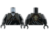 Torso Wrap with Dark Tan and Dark Bluish Gray Shoulder Armor, Dark Brown Straps with Gold Buckles, Ninjago Earth Gorilla Head Symbol on Back Pattern / Black Arms / Black Hands