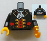 Torso Pirate Captain Jacket Open with Gold Trim and Red Pockets over Red Shirt, White Ascot, 2012 The LEGO Store Nashville, TN Back Pattern / Black Arms / Pearl Gold Hook Left / Yellow Hand Right