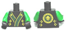 Torso Ninjago Robe with Green and Gold Sash Pattern / Green Arms / Black Hands
