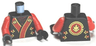 Torso Ninjago Robe with Red and Gold Sash Pattern / Red Arms / Black Hands