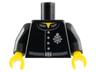 Torso Police Uniform Jacket with Silver '1337' on Collar, Badge with 'JCF', and Buttons, Dark Bluish Gray Belt with Buckle, Yellow Neck Pattern / Black Arms / Yellow Hands