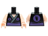 Torso Ninja Robe with Dark Bluish Gray Trim and Dark Purple Circles with TMNT Foot Clan Logo, Waist Sash, Light Nougat Neck Pattern / Light Nougat Arms / Light Nougat Hands
