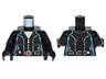Torso Female Silver Zippered Suit with Belt, Red Buckle and Dark Azure Lines Pattern (Black Widow) / Black Arms / Black Hands