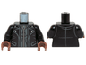 Torso Leather Trench Coat with Collar and Pockets and Silver Zipper Pattern / Black Arms / Reddish Brown Hands