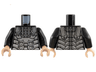 Torso Silver Layered Armor Plates with Dark Silver Rivets Pattern / Black Arms / Light Nougat Hands