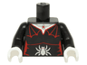 Torso Female Outline with Red Spider Web Trim, Necklace, Silver Spider Pattern / Black Arms / White Hands
