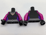 Torso Batman Female Outline with Fishnet Inset, Silver Studded Collar and Belt Pattern / Magenta Arms with Black Stripes Pattern / Black Hands