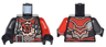 Torso Ninjago Red, Silver and Copper Armor with Clock, Smartphone and Headphones Pattern / Red Arm Left / Pearl Dark Gray Arm Right / Black Hands