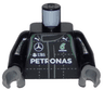 Torso Racing Suit with Boss, Mercedes, Petronas, Puma and UBS Logos, Green Trim, Front and Back Pattern / Black Arms / Dark Bluish Gray Hands