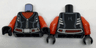 Torso Female Top with Red Neck, Silver Zipper and Trim and Dark Red Belt Pattern / Red Arms / Black Hands