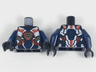 Torso Female Armor, White and Dark Blue Panels, Gold Samurai X Logo, Gold and Red Trim Pattern / Dark Blue Arms / Black Hands
