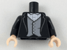 Torso Jacket, White Shirt with Pinstripes, Light Bluish Gray Vest Pattern / Black Arms / Light Nougat Hands