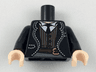 Torso Jacket with White Stitching, White Shirt, Black Tie, Dark Brown Striped Vest and Belt Pattern / Black Arms / Light Nougat Hands