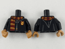 Torso Hogwarts Robe Clasped over Sweater, Dark Red and Bright Light Orange Scarf and Trim Pattern / Black Arms / Medium Nougat Hands