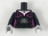 Torso Female Outline with Magenta Spider Web Trim, Necklace, Dark Bluish Gray Spider Pattern (BAM) / Black Arms / Light Bluish Gray Hands
