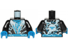 Torso Ninja Robe with Blue Belt and Sash and Spinjitzu Lightning Burst Pattern / Black Arms / Blue Hands