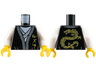 Torso Robe with Dark Bluish Gray Hem, Gold Ninjago Logogram 'MAS', Light Bluish Gray Tunic Pattern / White Arms / Yellow Hands