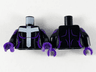 Torso Female, Large White Cross, Dark Purple Trim Pattern / Black Arms with Dark Purple Plated Shoulder Armor Pattern / Dark Purple Hands