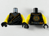 Torso Tunic, Dark Bluish Gray Shirt, Orange Hem, Copper and Gold Ninjago Logogram 'MANTER' and Gorilla Pattern / Yellow Arms / Black Hands