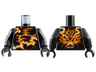 Torso Ninjago Bright Light Yellow and Orange Energy, Dragon Face on Back Pattern / Black Arms / Black Hands