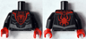 Torso Spider-Man Costume, Red Spider and Webbing, Pearl Dark Gray Muscles Outline and Belt Pattern / Black Arms / Red Hands