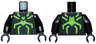 Torso Spider-Man Costume, Bright Green and Lime Spider and Dark Blue Muscles Outline Pattern / Black Arms / Black Hands