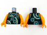 Torso Tank Top Metallic Pink Planet Pendant Necklace, Dark Turquoise and Yellowish Green Circle Design Pattern / Orange Arms / Orange Hands