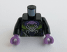 Torso Medium Lavender Neck and Silver Spider over Dark Purple and Lime Dress Pattern / Black Arms / Medium Lavender Hands