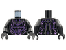 Torso Armor with Dark Purple and Lavender Trim, Pearl Dark Gray Claw Necklace Pattern / Black Arms / Black Hands