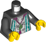 Torso Tunic, White with Dark Turquoise Bamboo, Magenta Neckerchief with Panda Head Pattern / Black Arms / Yellow Hands
