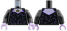 Torso Dress with Dark Purple Squares, Gold Necklace and Sparkles, Lavender Neck Pattern / Black Arms / Lavender Hands