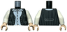 Torso Vest Open with Buttons, Pockets, and Dark Bluish Gray Pinstripes over White Button Up Shirt with Medium Blue Pinstripes Pattern / White Arms with Medium Blue Pinstripes, Cuffs Pattern / Light Nougat Hands