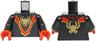 Torso Super Hero Costume with Red 'V' and Webbing, Gold Spider Logo Pattern / Black Arms / Red Hands