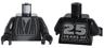 Torso SW Layered Shirt, Dark Bluish Gray Undershirt, Waist Sash, Silver '25 YEARS OF LEGO STAR WARS' on Back Pattern / Black Arms / Black Hands