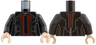 Torso Jacket with Dark Red Panels, Light Bluish Gray Outline and Silver Pockets Pattern / Black Arms / Light Nougat Hands