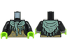 Torso Jacket Open over Dark Tan Apron, Sand Green Shawl with Tassels and Dark Bluish Gray Patches Pattern (BAM) / Black Arms / Lime Hands