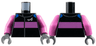 Torso Racing Suit with Blue Shoulders, Dark Pink Stripe and Alpine Formula 1 Logo Stylized White Capital Letter A Pattern / Dark Pink Arms / Dark Bluish Gray Hands