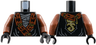 Torso Tunic with Dark Orange Wide Lapels, Gold Lacing, Dark Bluish Gray Wrapping Pattern / Reddish Brown Arms / Black Hands