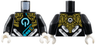 Torso Gold Armor, White Power Button Logo with Medium Azure Outline, Diagonal Stripes and Strap Pattern / Black Arms / White Hands