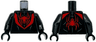 Torso Super Hero Costume with Red Panels and Spider Logo, Dark Bluish Gray Webbing and Muscles Outline Pattern / Black Arms / Black Hands