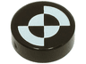 Tile, Round 1 x 1 with White Quarter Circles and Arcs (Fiducial Marker) Pattern