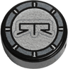Tile, Round 1 x 1 with Silver and Dark Silver RTR Logo Pattern