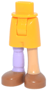 Mini Doll Hips and Shorts with Molded Medium Tan Left Leg, Lavender Prosthetic Right Leg and Medium Nougat Shoes Pattern - Thick Hinge