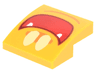 Slope, Curved 2 x 2 x 2/3 with Bright Light Yellow Eyes and Red Open Mouth Smile with White Fangs Pattern (Super Mario Gold Ghost Face)
