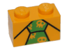 Brick 1 x 2 with Black Lines and Bright Green Tie with Skulls Pattern (BrickHeadz The Joker Chest)