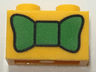 Brick 1 x 2 with Green Bow Tie Pattern