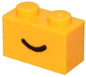 Brick 1 x 2 with Black Smile Curved Line Pattern