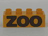 Duplo, Brick 2 x 4 with Brown 'ZOO' Pattern